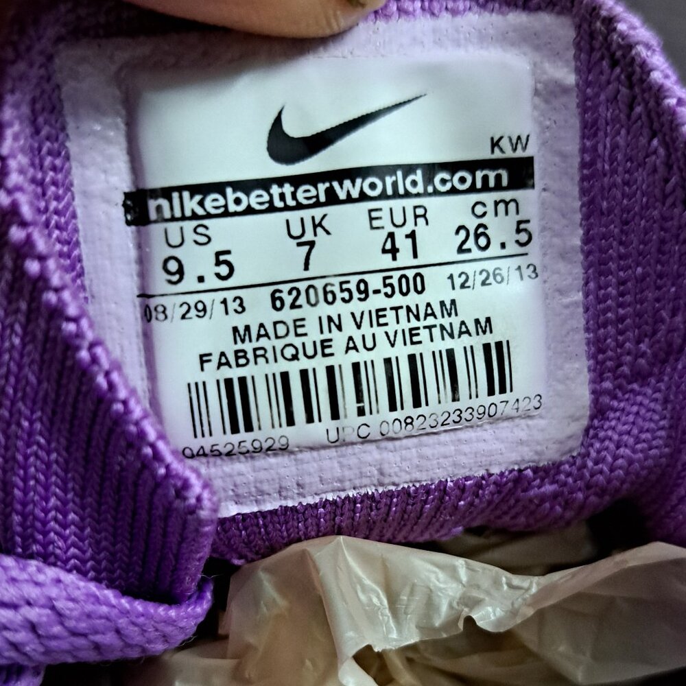 %NIKE FLYKNIT MAX ATOMIC PURPLE/ORANGE/MANGO US 9.5 Women 620659-500 A7 - Picture 7 of 13